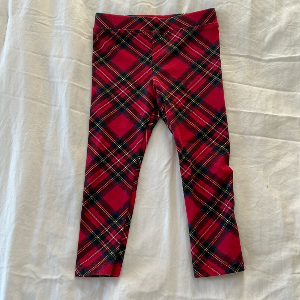 Crewcuts Holiday plaid leggings size 2